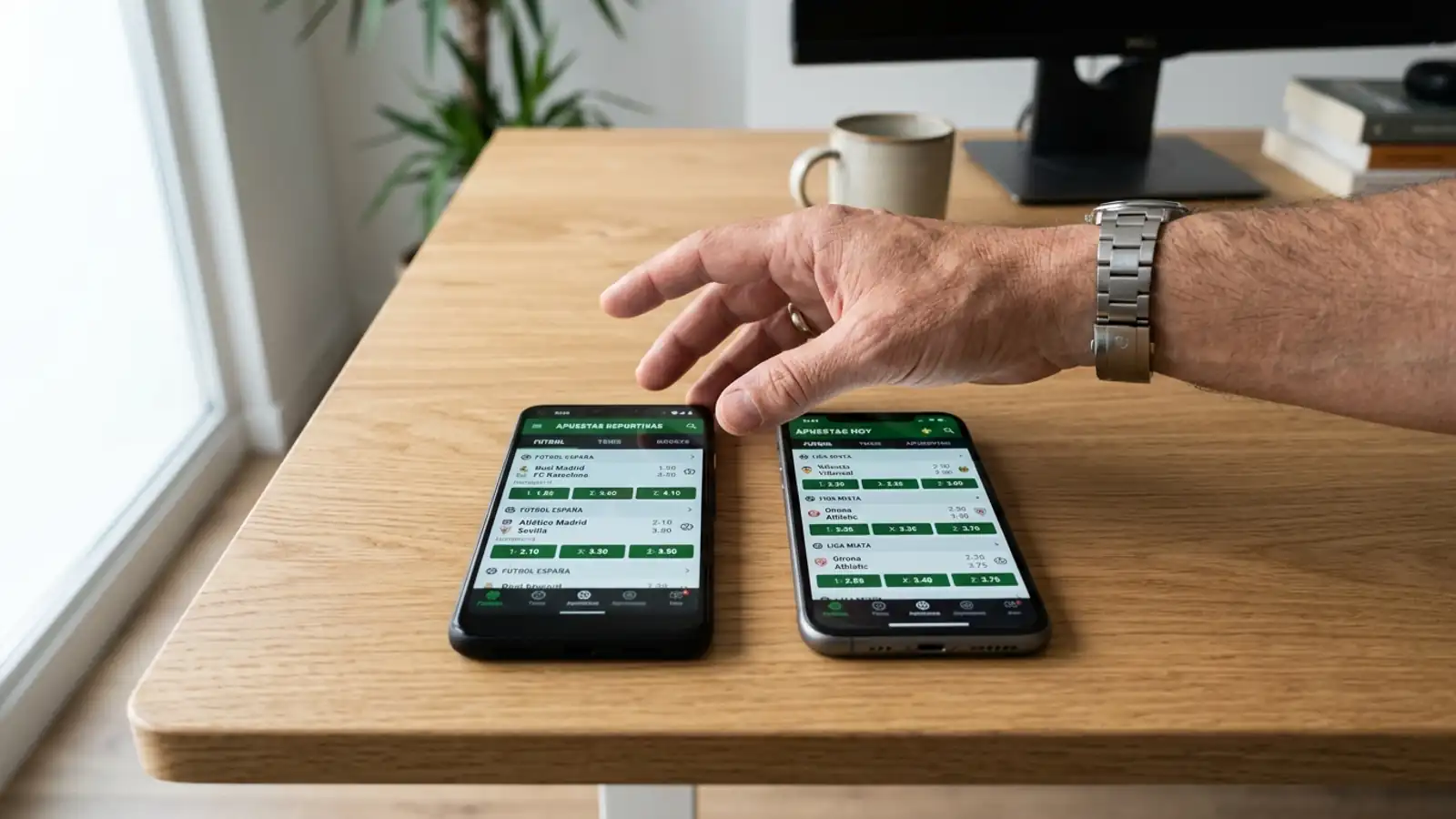 Comparación visual de bet365 internacional frente a Codere operador español en dos móviles