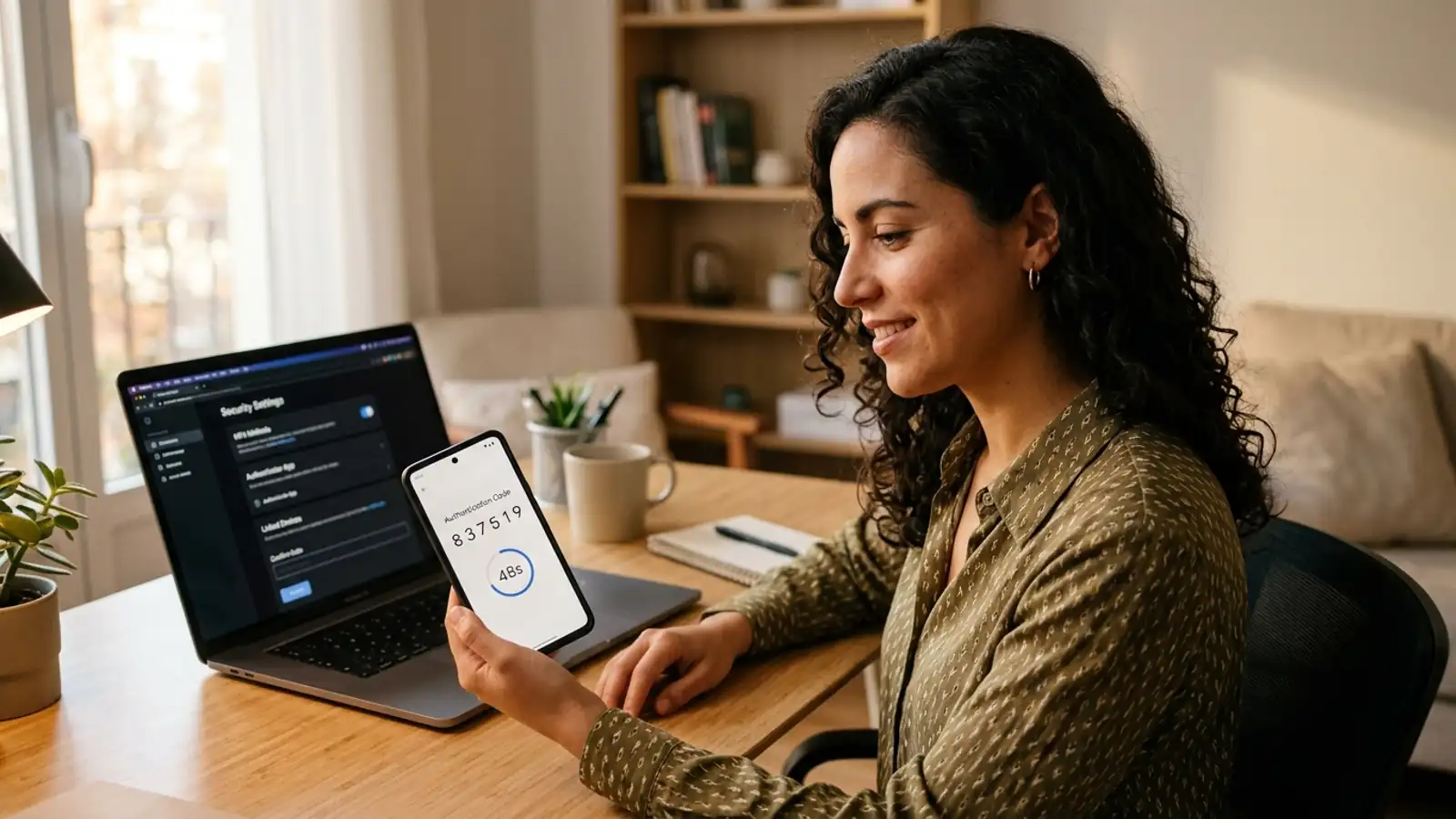 Persona configurando el bet365 Authenticator en su teléfono y revisando los permisos de ubicación