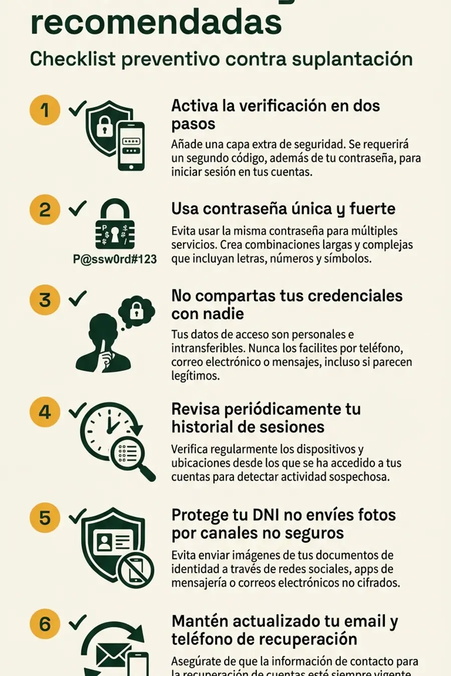 Infografía: medidas de seguridad contra suplantación